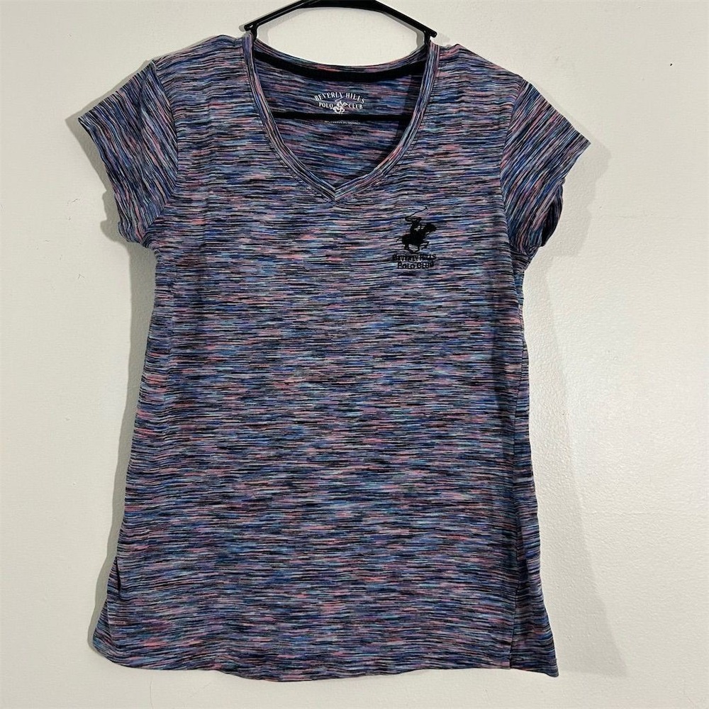 Beverly Hills Polo Club Women's V-Neck T-Shirt Multicolor Size M